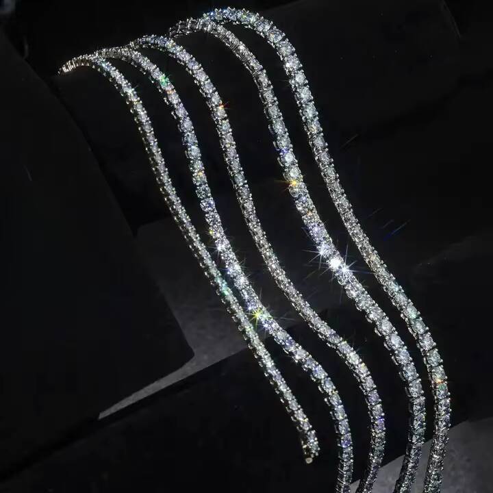 3mm Moissanite Diamond Iced Out Tennis Bracelet Factory Wholesale Gold Plated 925 Silver VVS Men Womens Fine Jewelry