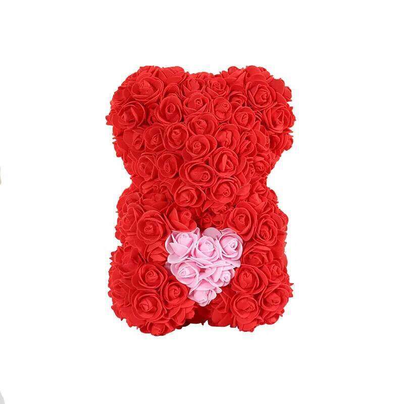24cm Valentines Day Gift Flower Bear Rose Artificial Decoration Foam Flowers Christmas Gifts for Girl Women W260114