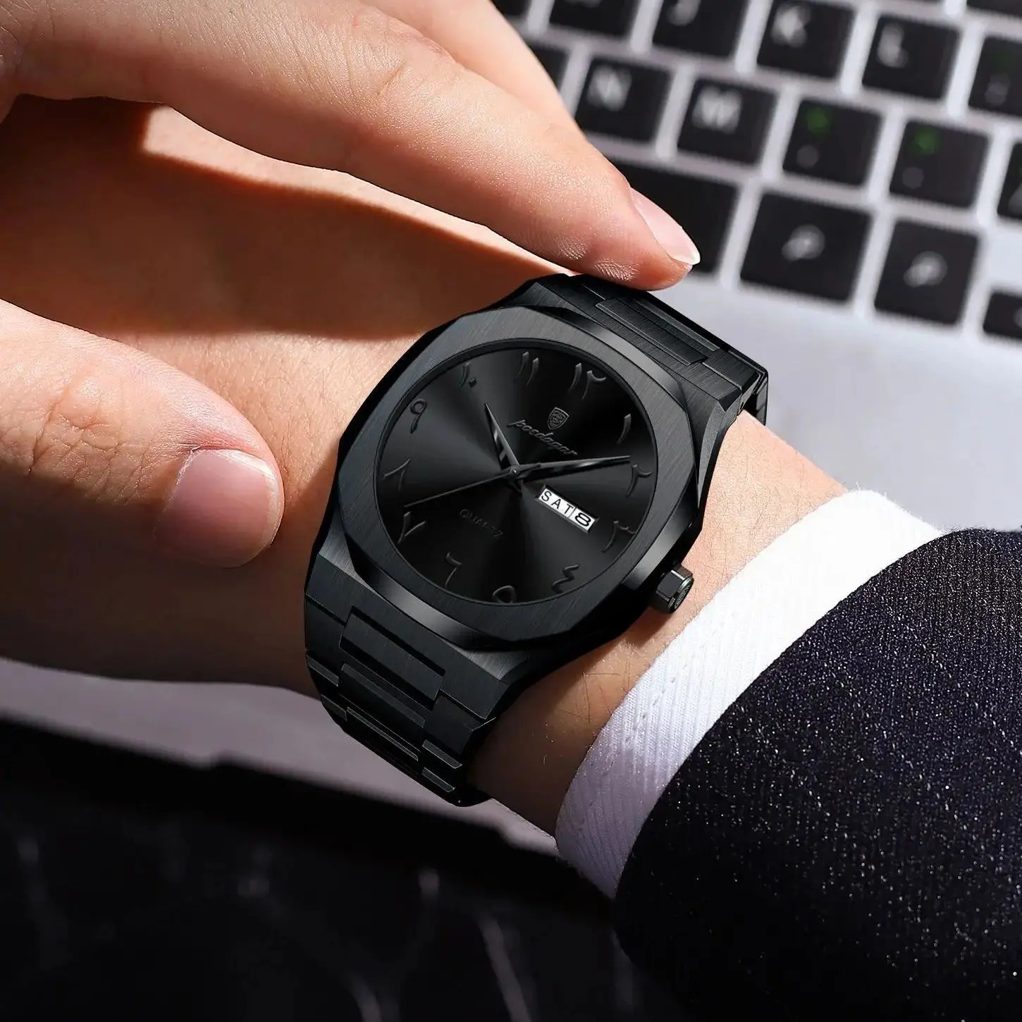 POEDAGAR Military Watch For Men Waterproof Week Calendar Man Wristwatch Quartz Stainless Steel Fashion Mens Watches Male 260114