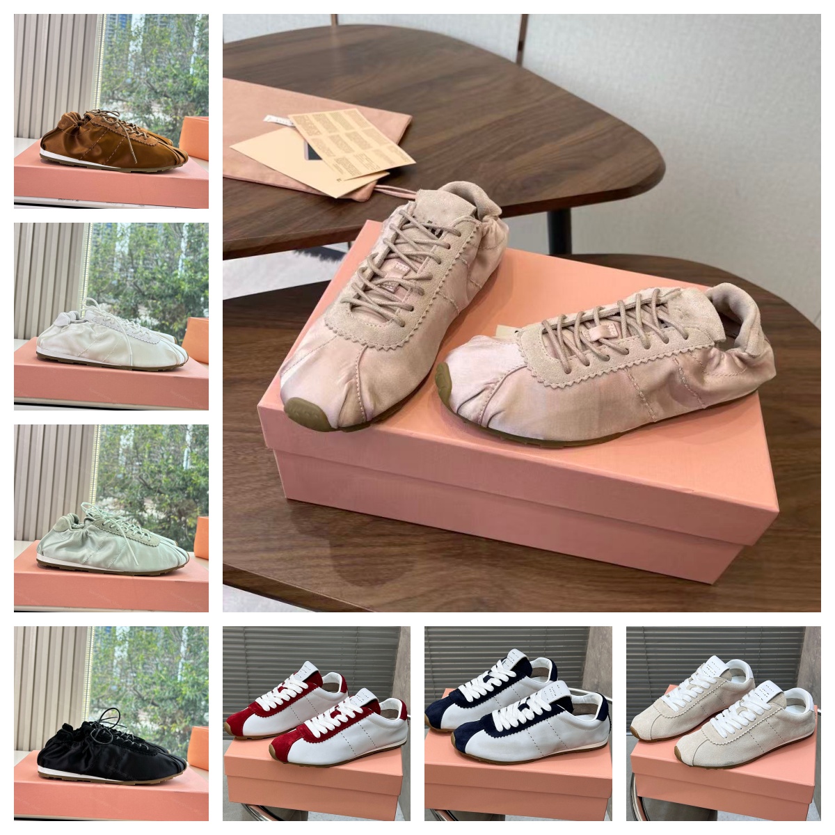 designer plume luxury sneakers women Ballet Flat genuine leather suede fold wrinkle trimming fashion lady top-tier casual shoes round head Evening shoes size 35-41