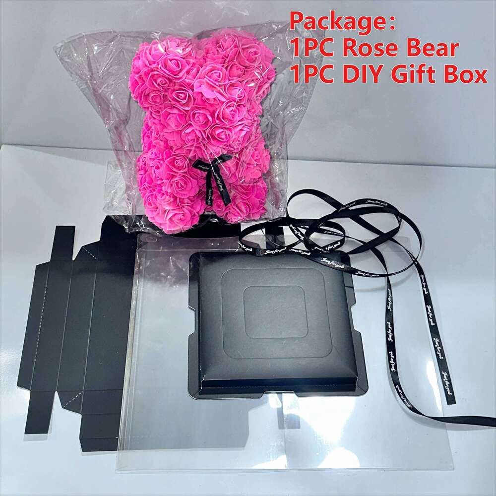 Valentine's Day DIY Birthday Anniversary Artificial Rose Bear Gift Box Packaging Wedding Decoration W260114