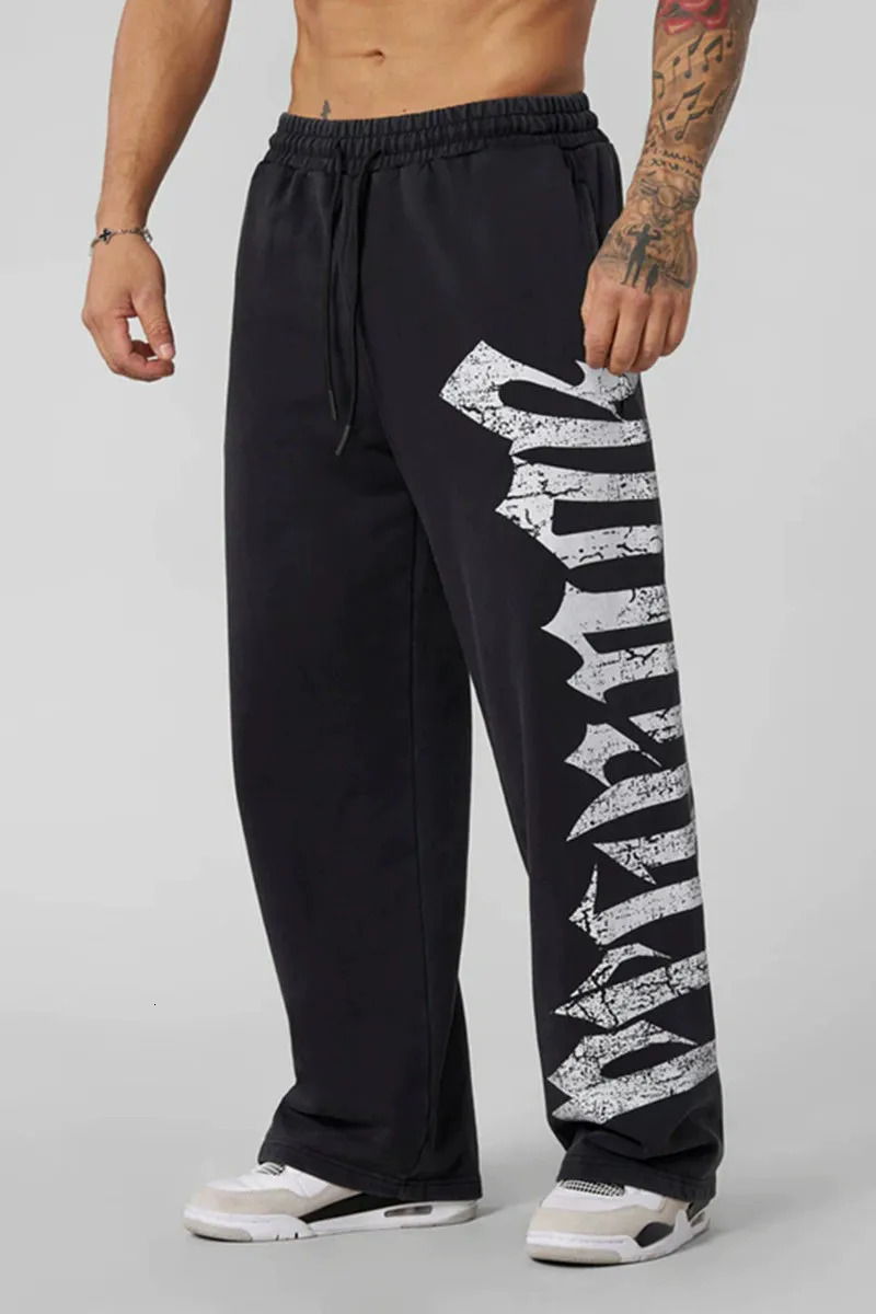 Young American trendy sweatpants collaboration anime joggers cotton terry print wideleg casual pants hiphop street 260109