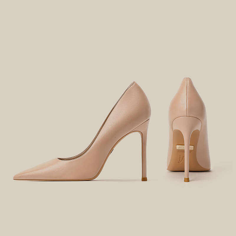 Soft Leather High Heels Women Thin Heel Pointed Toe 2025 New Spring Summer Autumn Winter Versatile Nude Professional Single Shoes