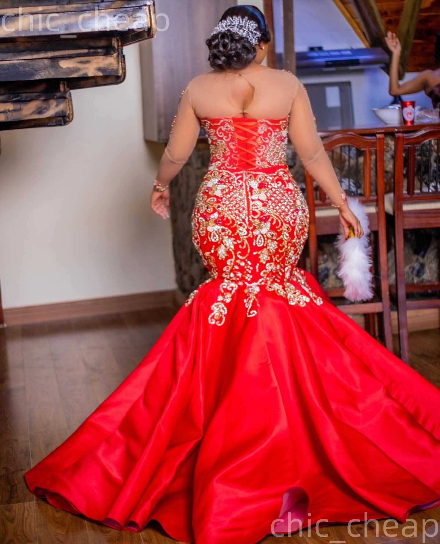 Aso Ebi Nigerian Red Mermaid Prom Dresses 2026 Appliques Beaded Satin Evening Formal Party Second Birthday Engagement Gowns Dress For Special Occasion