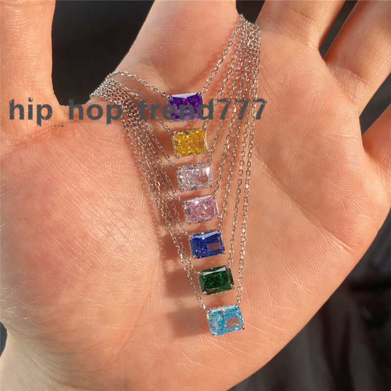 6x8mm diamond designer pendant necklace for woman s925 sterling silver green blue yellow 8A cubic Moissanite pear 18k gold necklaces choker luxury jew