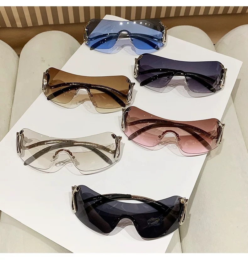 New Frameless Integrated European Designer Sunglasses Fashionable Luxury Glasses Women's Sunglasses Men's Glasses Personalized Trend High-en