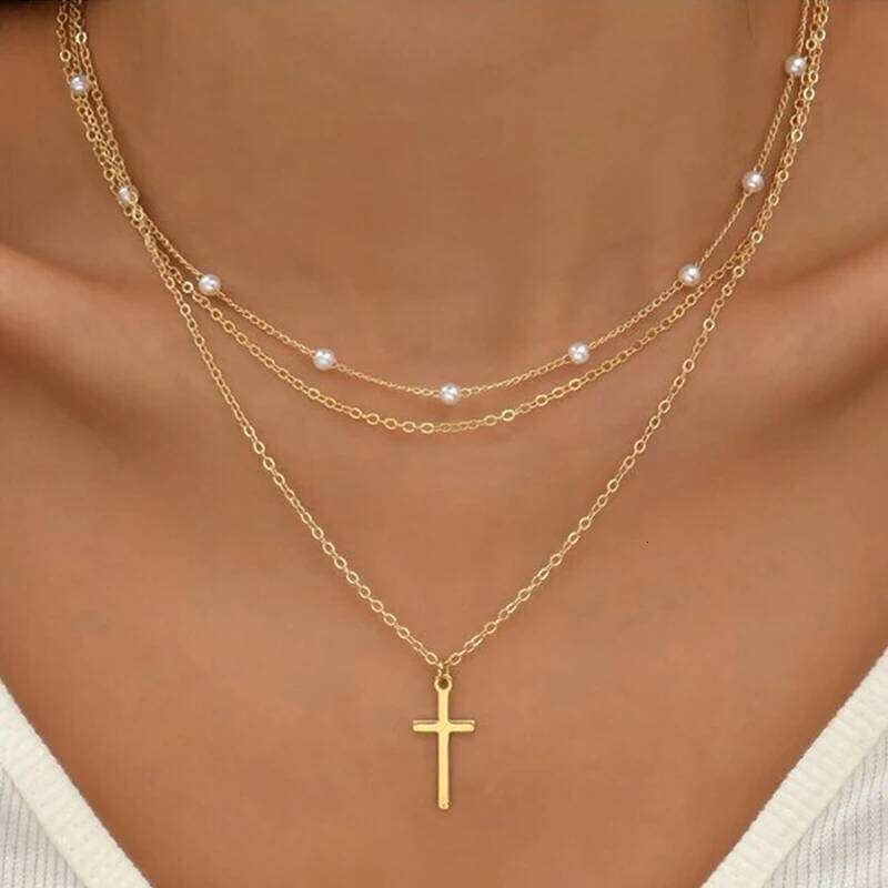Fine Jewellery Necklace Jewellery Simulated Pearl Choker Double Layer Chain with Small Love Heart Pendant for 1 Daily Wear and Special Occasion Gift H