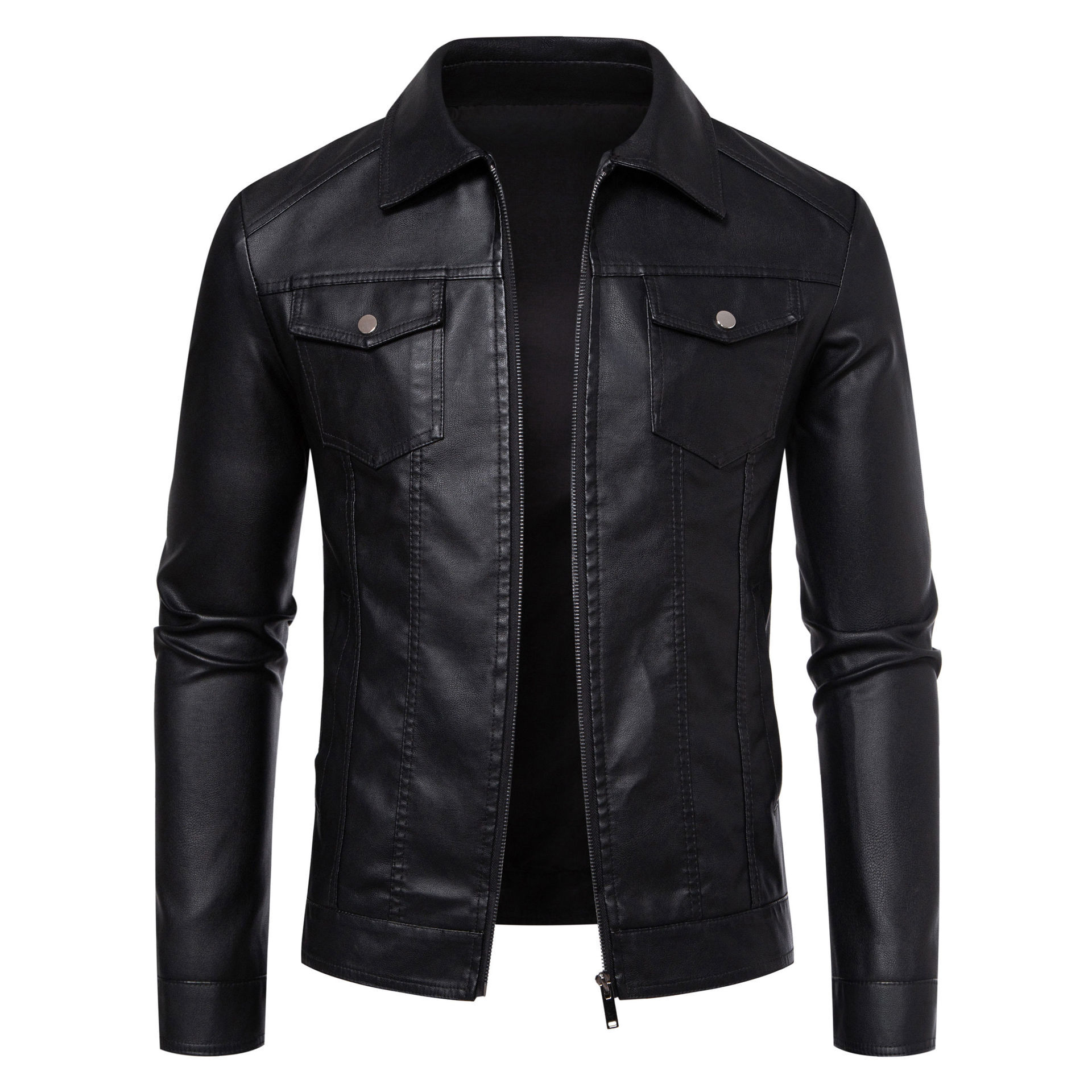 Luxury Brand Designer Clothes Men's Leather Jacket 2025 New Spring Autumn Winter Korean Style Slim Fit Trendy Fleece Lined Thickened Motorcycle J