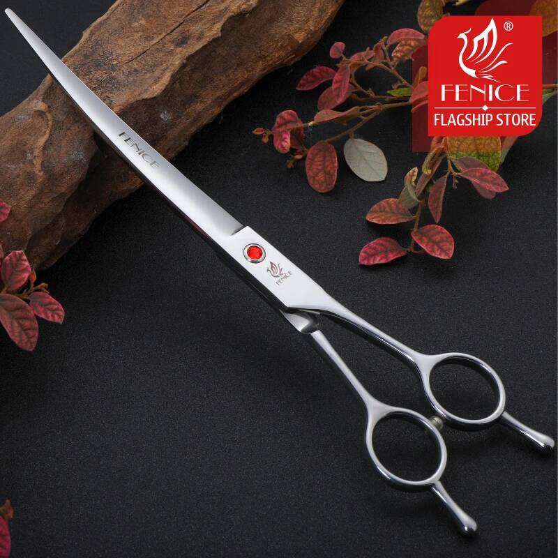 Fenice Stainless Steel 7/7.5/8 inch Curved Pet Dog Grooming Scissors Pets Hair Cuttings Shears tijeras tesoura 26W0114