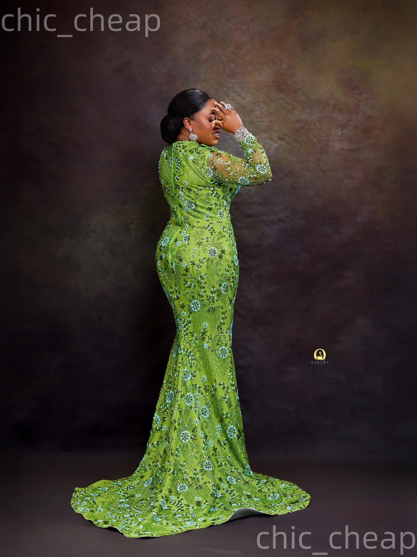 Aso Ebi Nigerian Green Mermaid Prom Dresses 2026 Flowers Crystals Floral Lace Evening Formal Party Second Birthday Engagement Gowns Dress For Special 