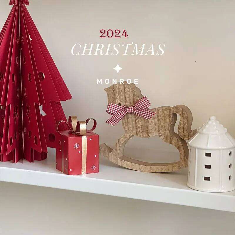 Desktop holiday decoration wooden horse living room restaurant coffee table wood atmosphere small ornaments