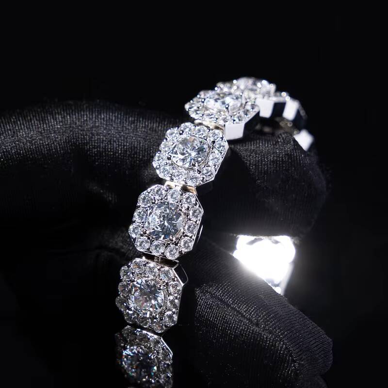 Qianjian Custom Moissanite Jewelry 925 Sterling Silver 18K Gold Plated Real VVS GRA 5MM Moissanite Tennis Chain