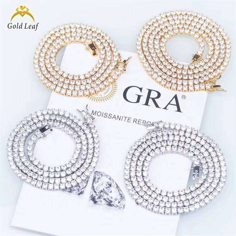 Goldleaf High-End Sterling Silver Custom Tennis Chain VVS Moissanite Pendants Necklace Luxury Jewelry