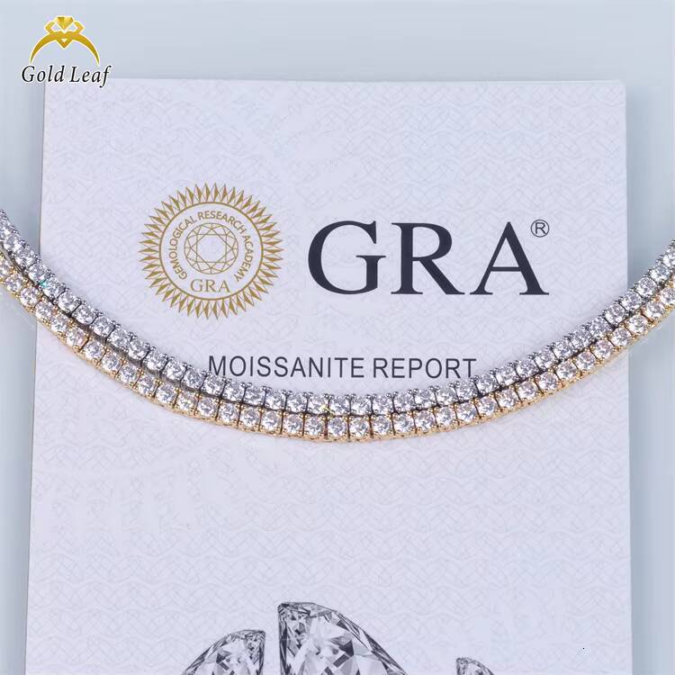Goldleaf High-End Sterling Silver Custom Tennis Chain VVS Moissanite Pendants Necklace Luxury Jewelry