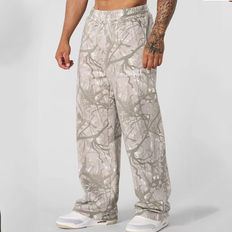 Y2K Streetwear Baggy Pants Camo Pattern Printed Hip Hop Sweat Pants Mens Unisex US Casual Camo Trouser 241011 - view 3