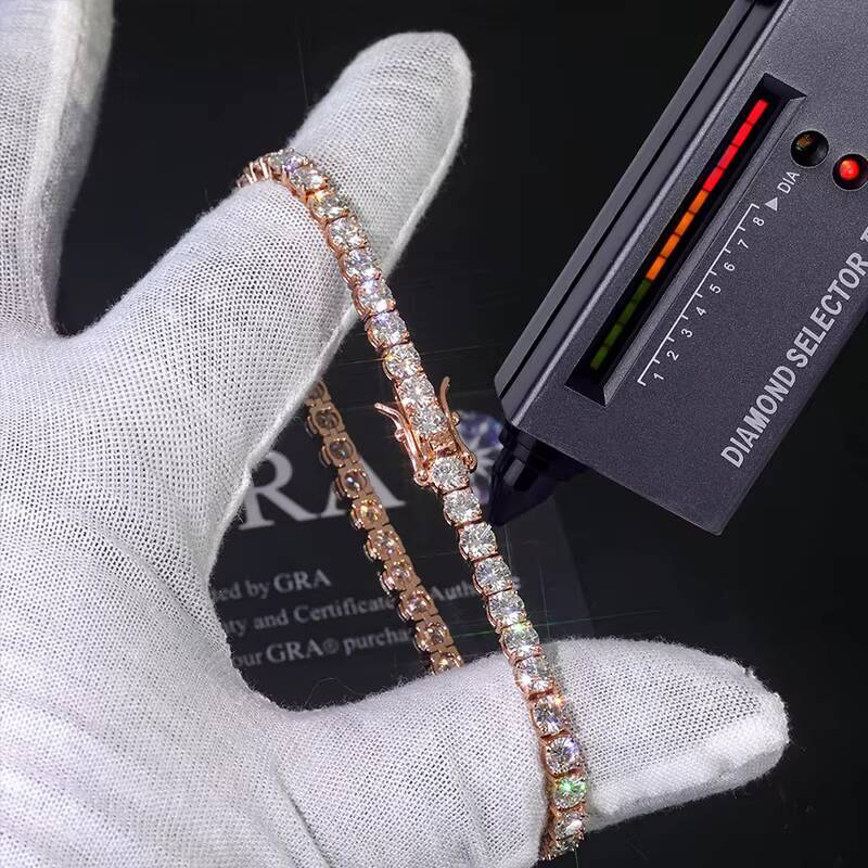 RINNTIN XP110 Ready to Ship Moissanite Tennis Chain Bracelet Ice Out Brass Bracelet Hiphop Men Women Moissanite Bracelet