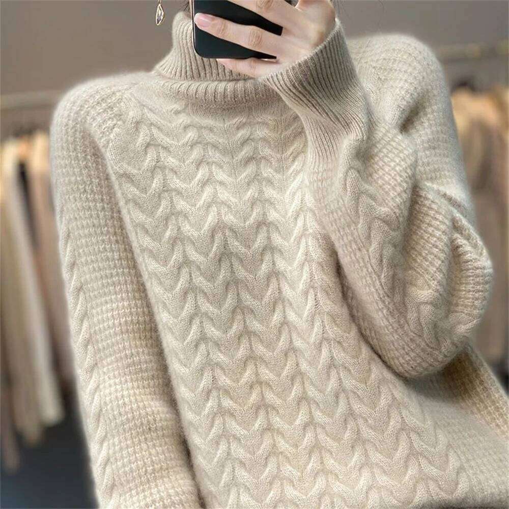 Fashion Cashmere Turtleneck Women 2024 New Autumn Winter Pullover Female Knitting Streetwear Casual Knitted Sweater Tops