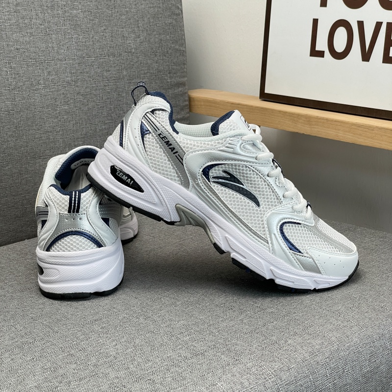 Temai Running Shoes 2026 New Unisex Retro Chunky Sneakers Breathable Mesh Upper White/Gray/Navy Sports Shoes 36-44