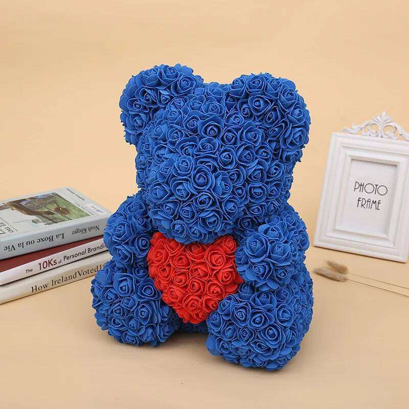 Teddy 25cm Artificial Flowers Rose Bear With Box Mom Girlfriend Wedding Anniversary Birthday Valentine Day Gift W260114