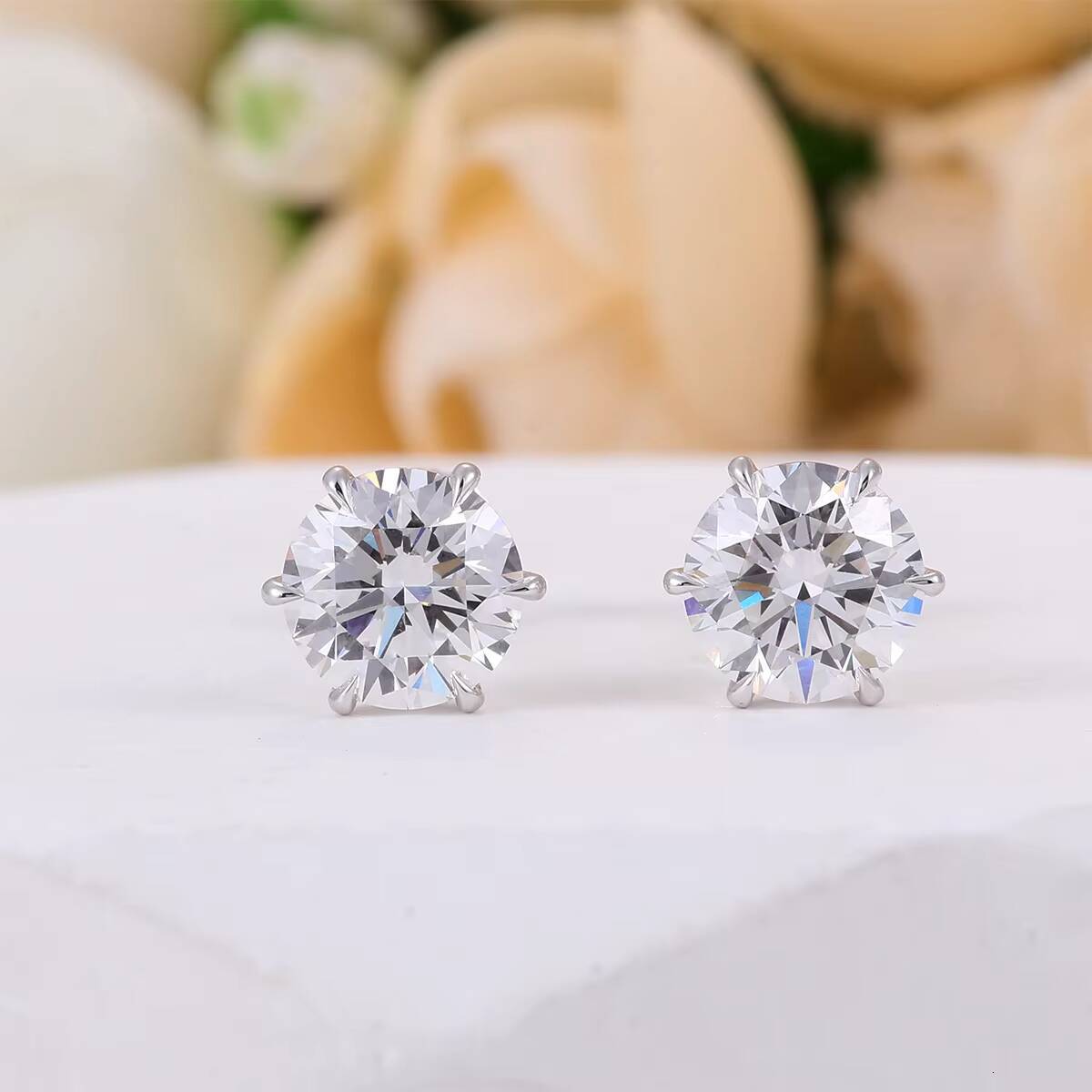 IGI Certified 1-4 Ct Diamond Earrings 14Kt Gold Lab Grown Diamond Earrings Gold Diamond Earrings 6 Prong Studs Fine Jewelry - view 6