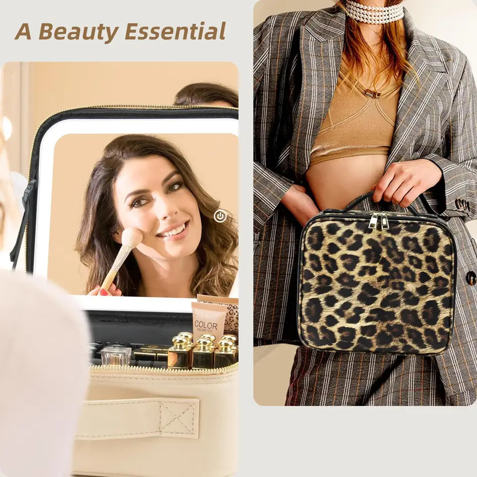 LED Lighted Makeup Bag with Mirror 3-Color LED Lighted Makeup Case with Adjustable Dividers Travel Bag Bag with Mirror 260112ww - view 6