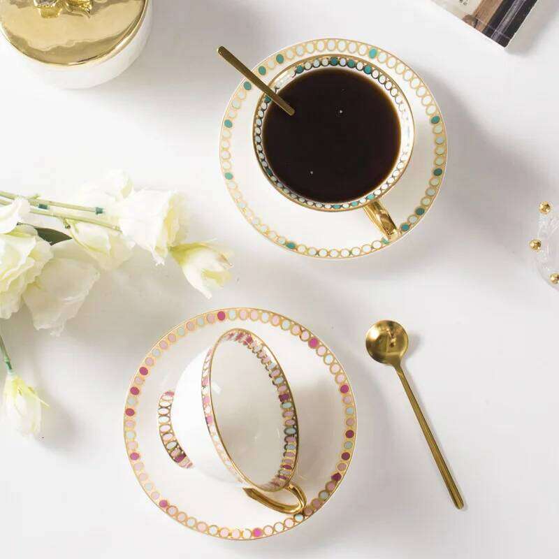 Fine Porcelain Coffee Cups Nordic Style Cup and Saucer Set for Afternoon Tea Outdoor Dining Office Use Versatile Drinking Utensils High Quality Tablew