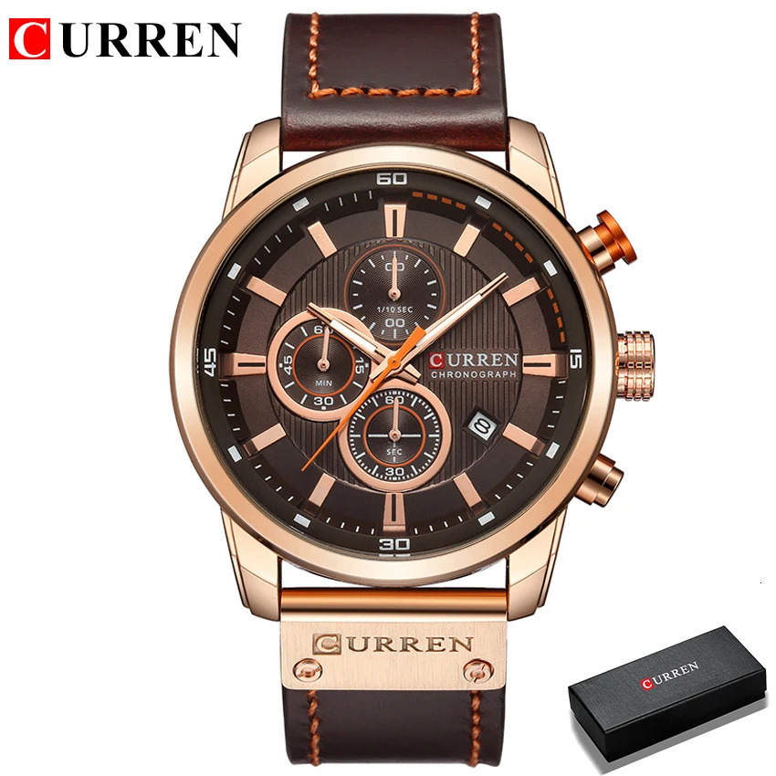 CURREN Watch Men Leather Sports Watches Mens Army Military Quartz Wristwatch Chronograph Male Clock Relogio Masculino 260114