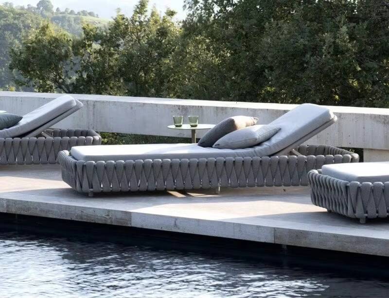 Sunbathing Reclining Chair Hotel Swimming Pool Outdoor Rattan Furniture