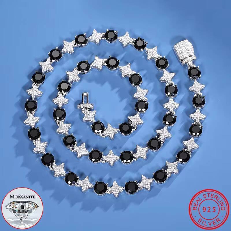 Full Moissanite Diamond Tennis Necklace Bracelet For Women Men 925 Sterling Silver Certified Plated 18k White Gold Party Jewelry