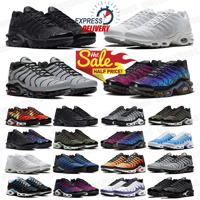 2026 mens womens shoes designer shoes Tn Plus tns Running Shoes tn Fr Toggle Utility Women Triple White Metallic Reflective Mens shoes Trainers sneakers 40-46