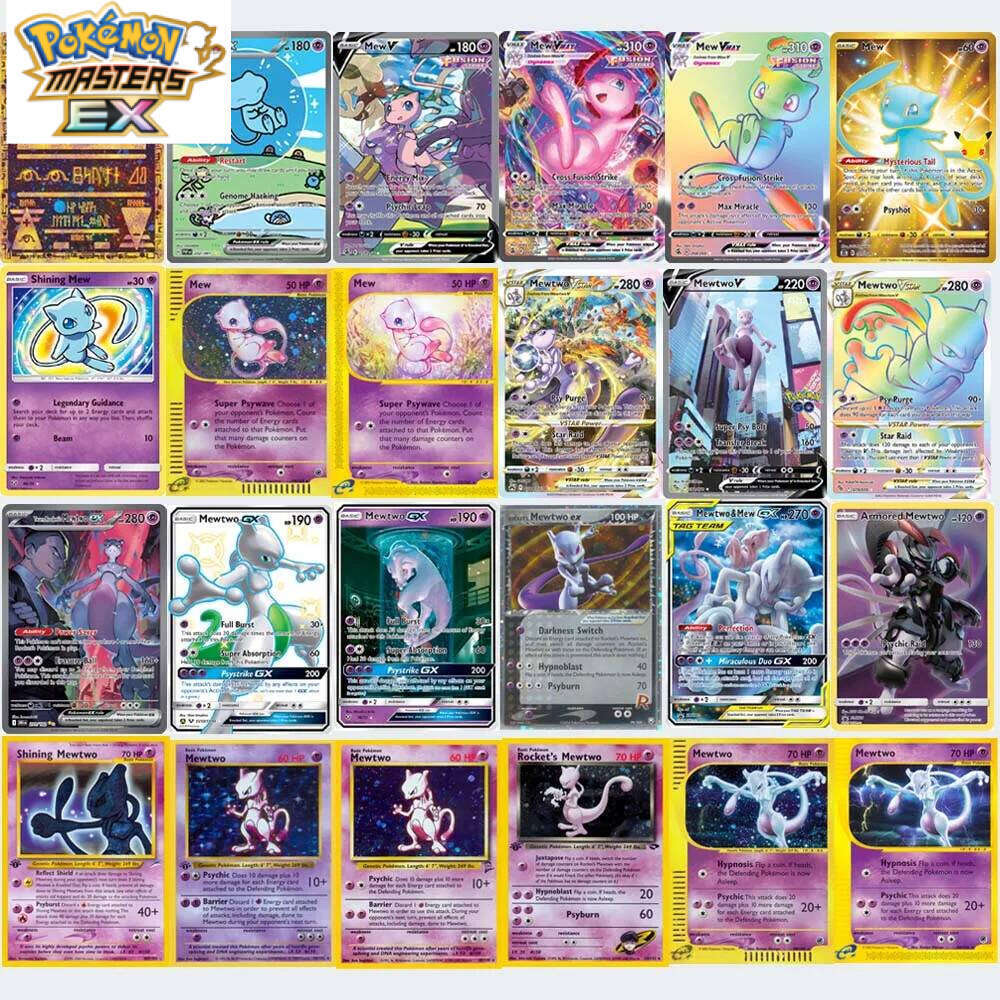 Pokemon Shining Mewtwo Holographic Mew Ex GX VMX Hobbies Rare Collection Battle Cards Proxy Card Toys Gifts L260114