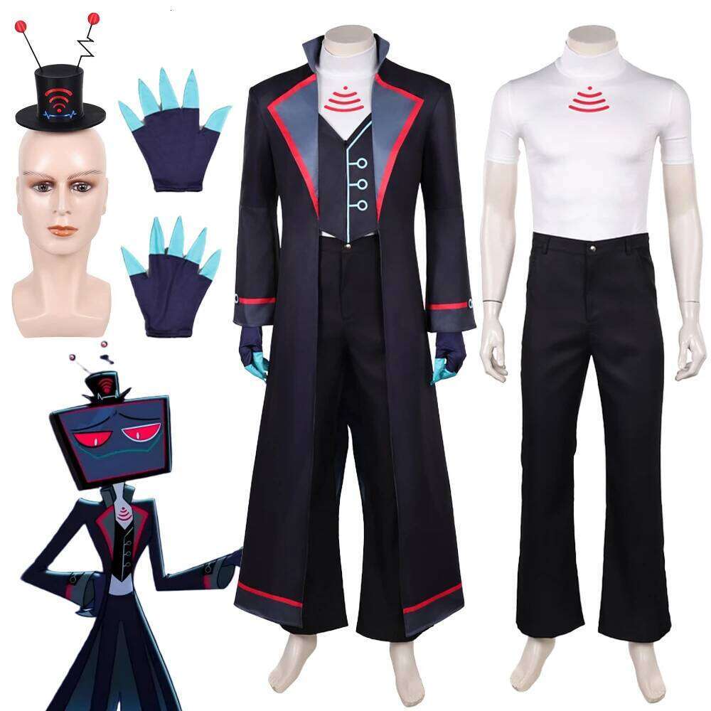 S2 VOX Cosplay Fantasy Hat Prop Black Suits 2026 TV Hell Hotel Costume Disguise Halloween Adult Men Fantasia Party Outfits