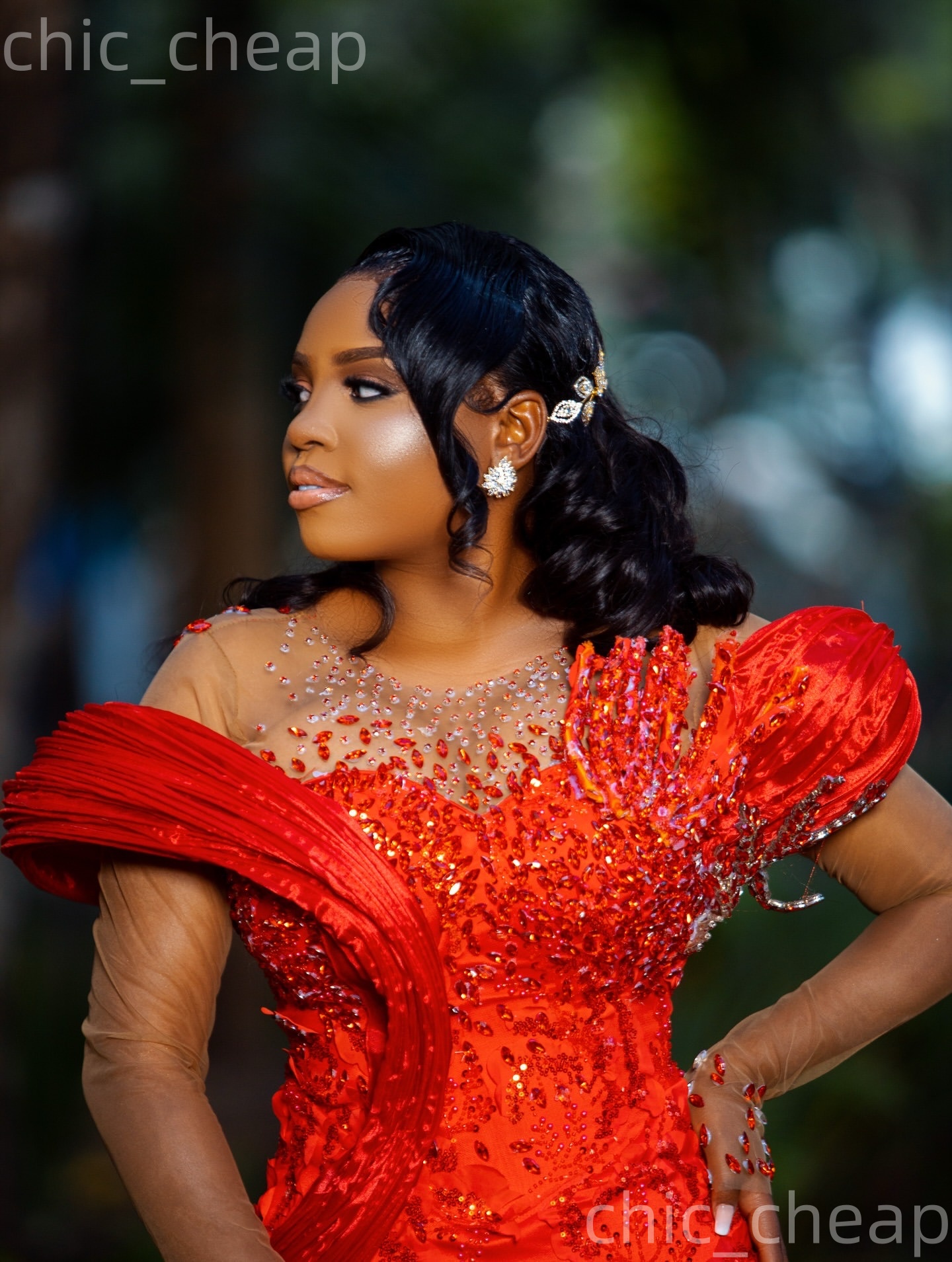 Aso Ebi Nigerian Red Mermaid Prom Dresses 2026 Floral Lace Crystals Stylish Evening Formal Party Second Birthday Engagement Gowns Dress For Special Oc