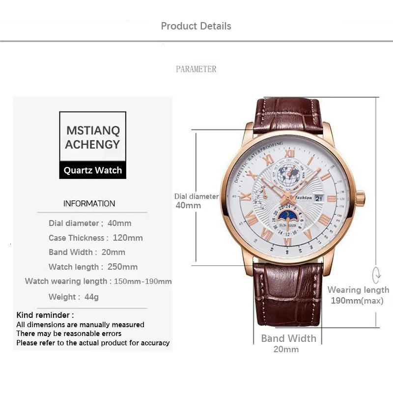 Men Watch Fashion Top Sport Mens Wristwatch Waterproof Luminous Leather Date Quartz Watches Man clock 260114