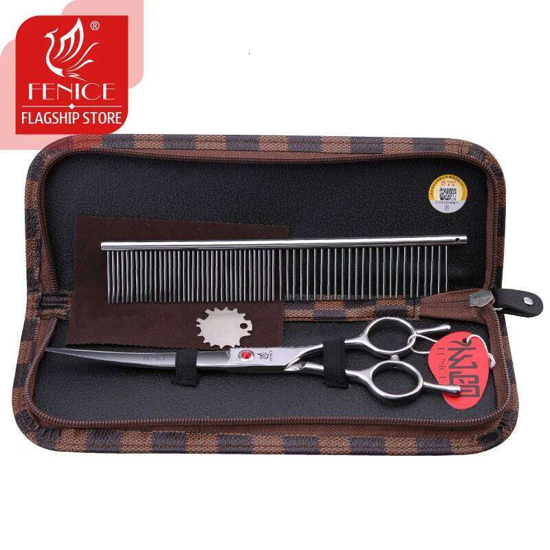 Fenice Stainless Steel 7/7.5/8 inch Curved Pet Dog Grooming Scissors Pets Hair Cuttings Shears tijeras tesoura 26W0114