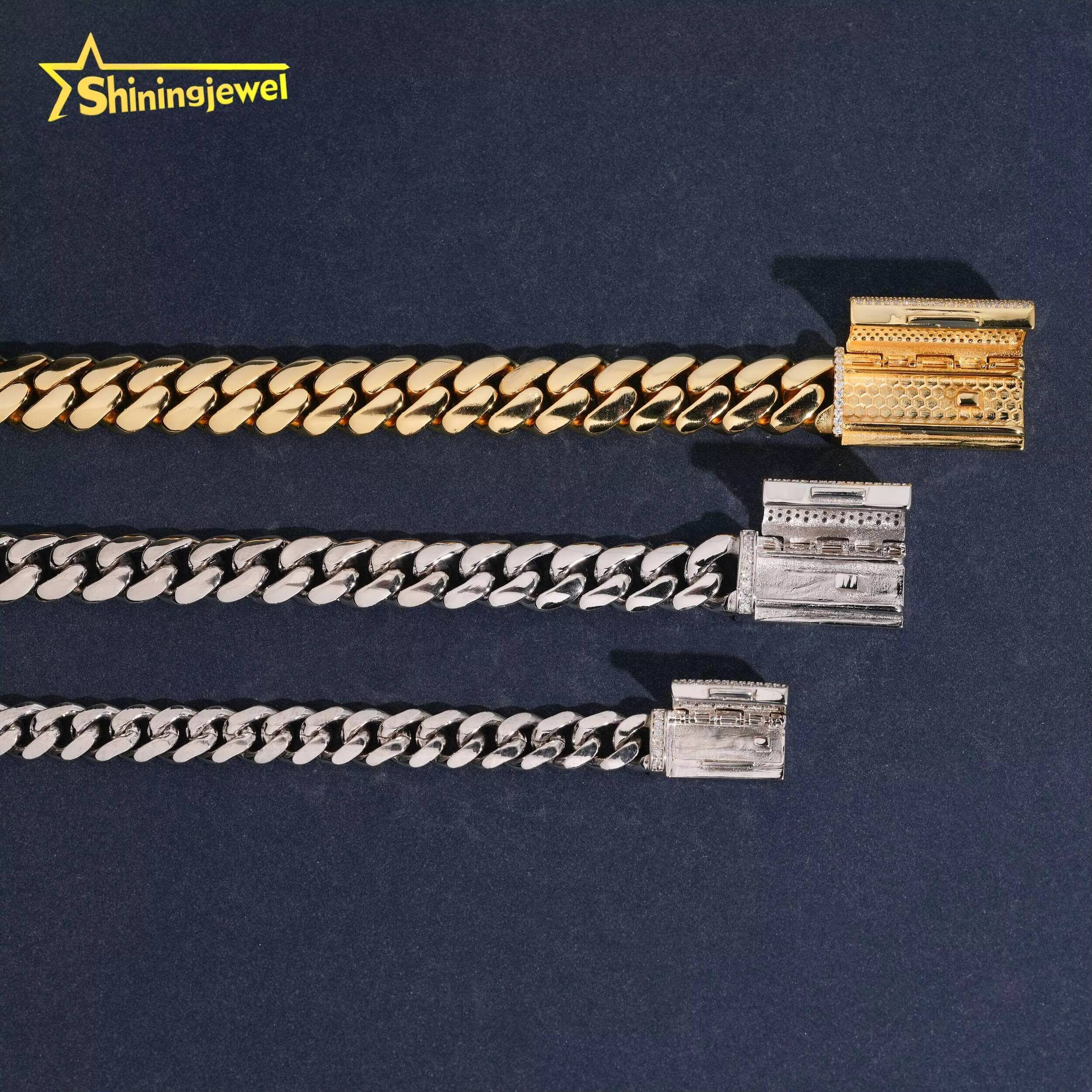 925 Silver Hot Sale 8mm 10mm 12mm Bracelet Link Chain VVS D Moissanite Iced Out Lock Hip Hop Jewelry Miami Plain Cuban Bracelet