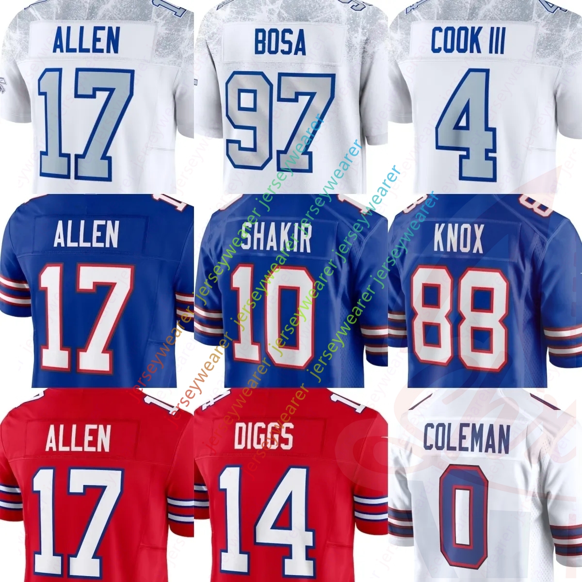 James Cook Bill Jersey Football Josh Allen Joshua Palmer Dawson Knox Tre'Davious White Taylor Rapp Dorian Williams Elijah Moore Taron Johnson Matt Milano Youth MEns