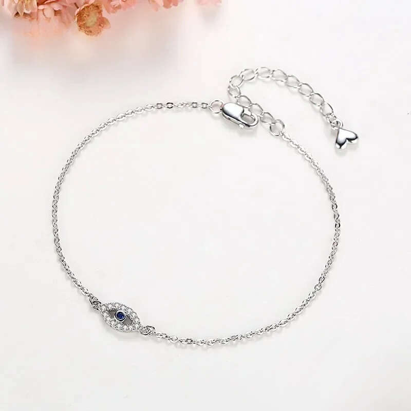 Jewellery Bracelet Fine Jewellery Silver Plated Turkish Style Evil Eye Protection with Blue Stone and Cubic Zirconia Adjustable for Travel Souvenir Da