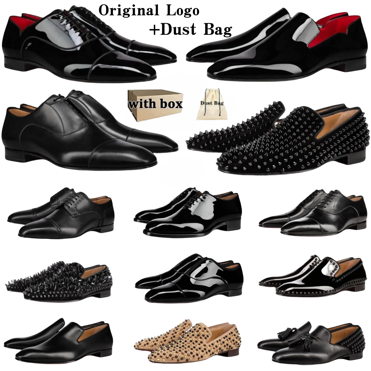 Designer Loafers Men's Leather Sneakers Shoes Red Bottomshoes men for Business Formal Wear Trendy Casual Pointed Toe Flat Shoes Size 38-46