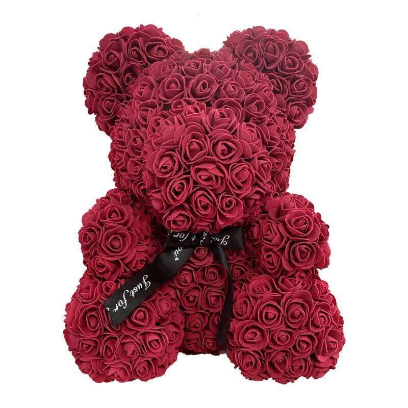 2024 DropShipping 40cm Heart Artificial Flower Rose Teddy Bear For Women Valentine's Wedding Birthday Christmas Gift W260114