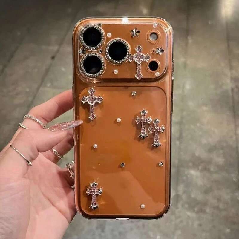 Phone Case for iPhone New Cross Compatible with Apple 17 Pro Max Phone Case iPhone 16 Transparent 15 Shockproof 14 Korean and Japanese Style