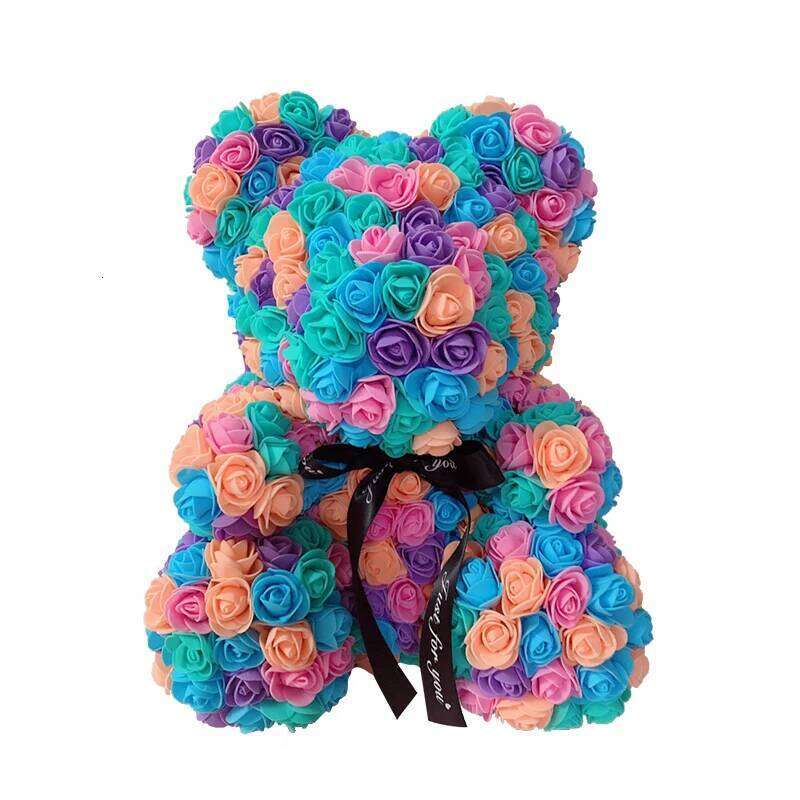 2024 DropShipping 40cm Heart Artificial Flower Rose Teddy Bear For Women Valentine's Wedding Birthday Christmas Gift W260114