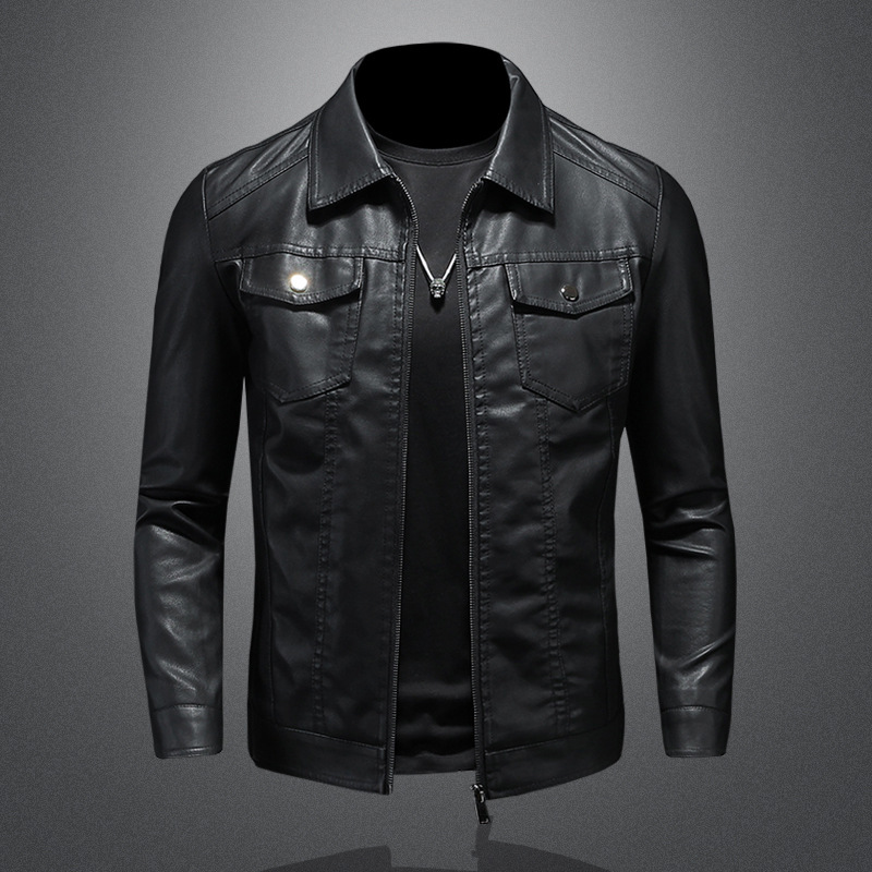 Luxury Brand Designer Clothes Men's Leather Jacket 2025 New Spring Autumn Winter Korean Style Slim Fit Trendy Fleece Lined Thickened Motorcycle J