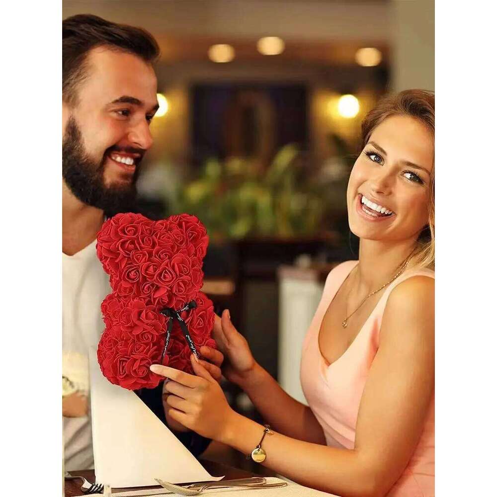 1pc Valentine's Day Creative Rose Gift PE Flower Romantic Foam Hug Bear W260114