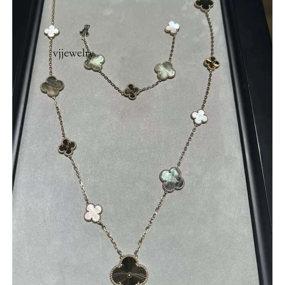 New Arrival Clover Necklace Sweater Chain Necklace Multi-Layer Purple Chalcedony Clover Bracelet Light Luxury Niche Style High-End Jewelry