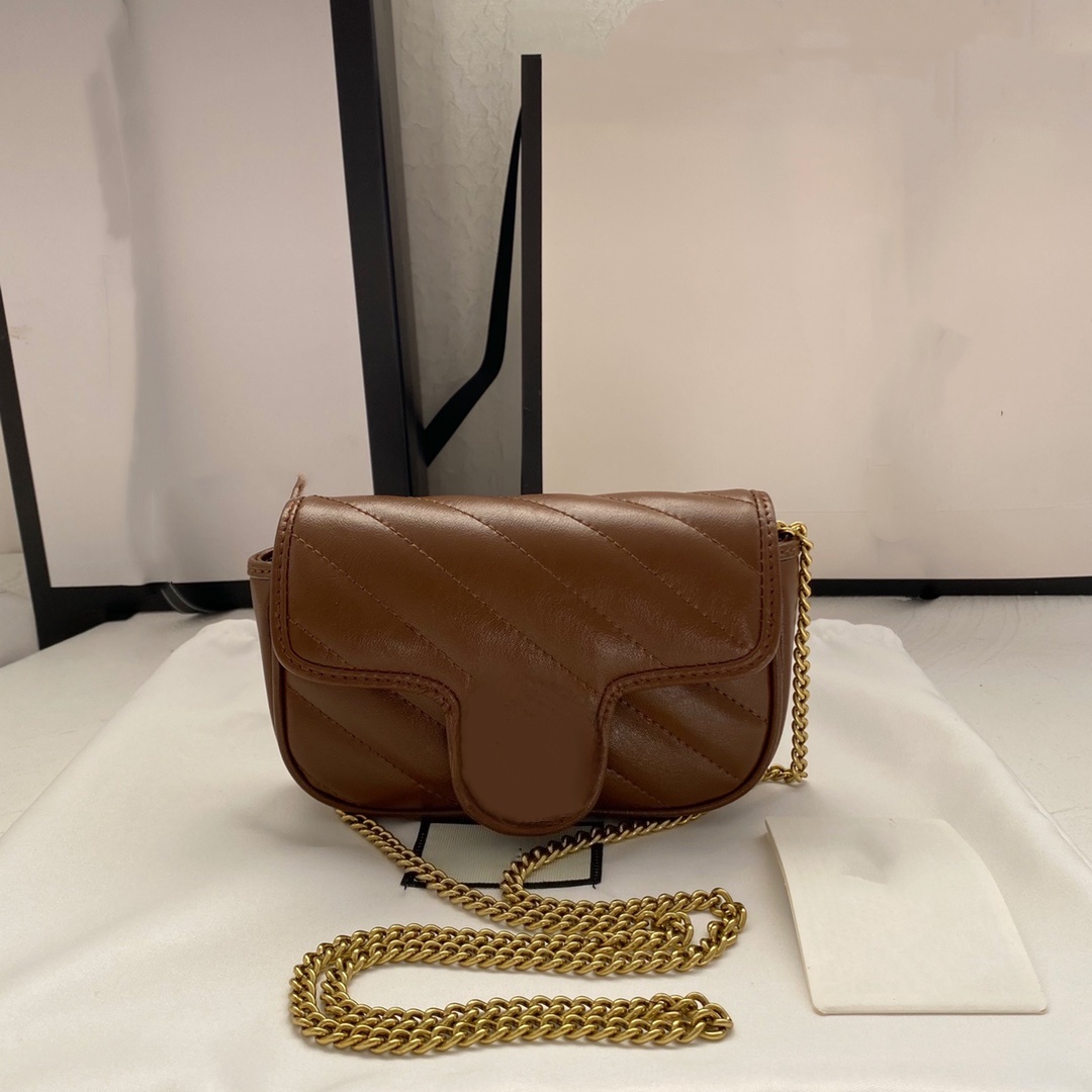 10A handbags totes tote bags Genuine Leather women Marmont Messenger bag purse gold chain shoulder cross body ladies Fashion Mini bags woman wallet 16.5cm