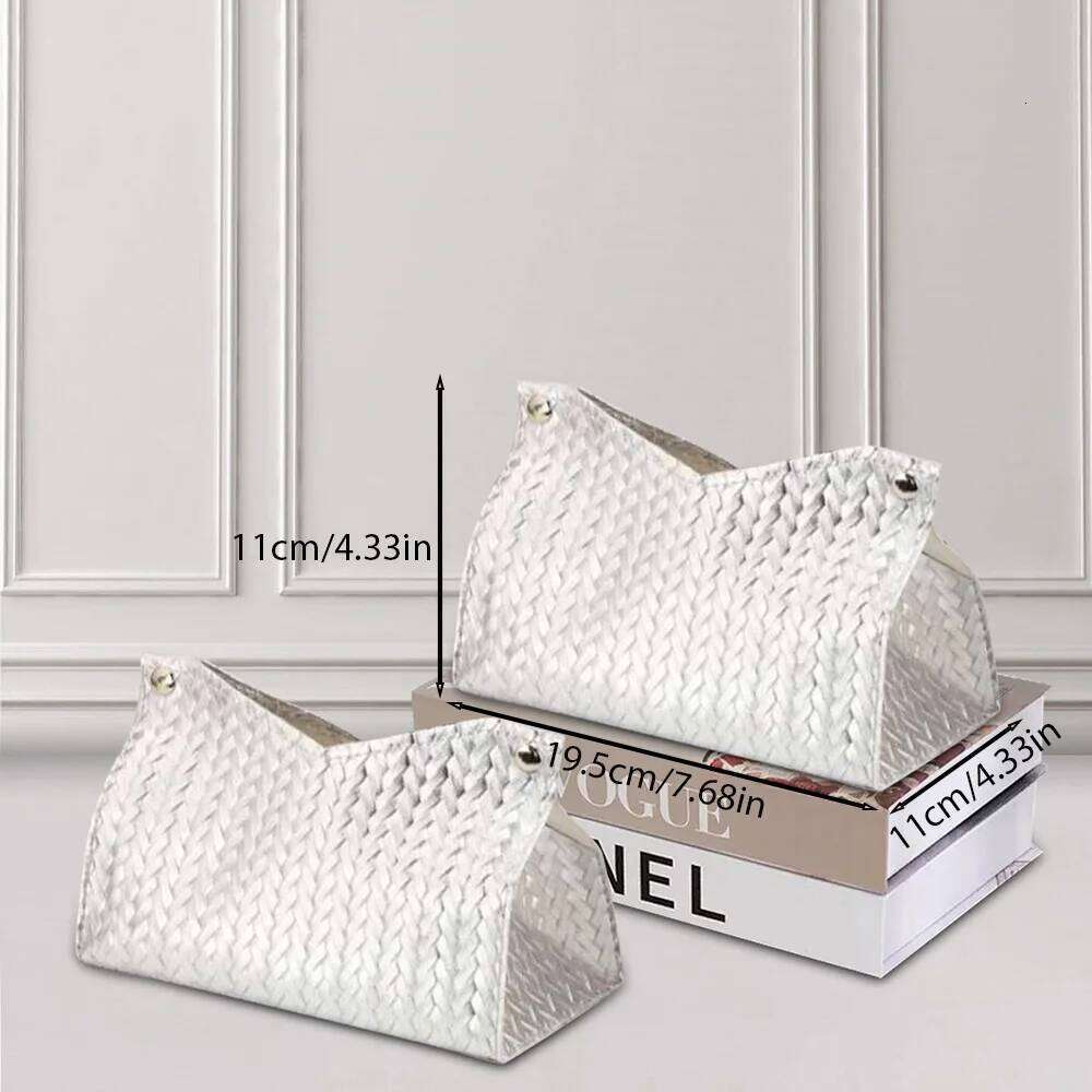 Facial Tissue Case Box Cover Square PU Leather Holder for Bathroom Vanity Tabletop Car Domestic Use Living Room Bedroom Kitchen Storage Organizer