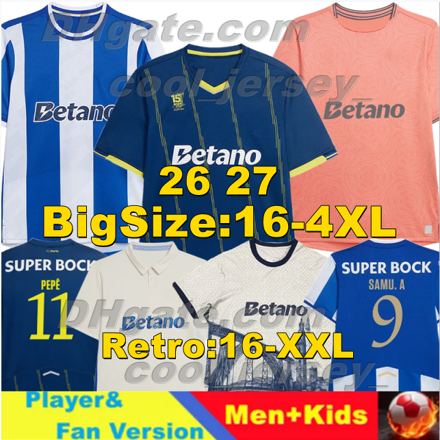 XXXL 4XL 25-26 Porto Soccer Jerseys Retro T. SILVA BORJA SAINZ W.GOMES SAMU.A PEPE FROHOLDT Football Shirts 2025 2026 VARELA Player Version Men Uniforms Kids Kits sets