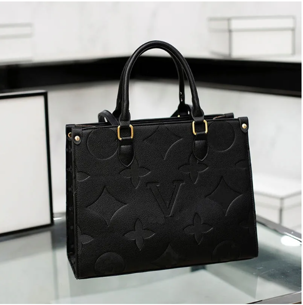 Designer Onthe go Embossed Black Flower Large Capacity GM MM The Tote Bag Fashion Women Shoulder Bags Handbag Lady Crossbody Female backpack Purse