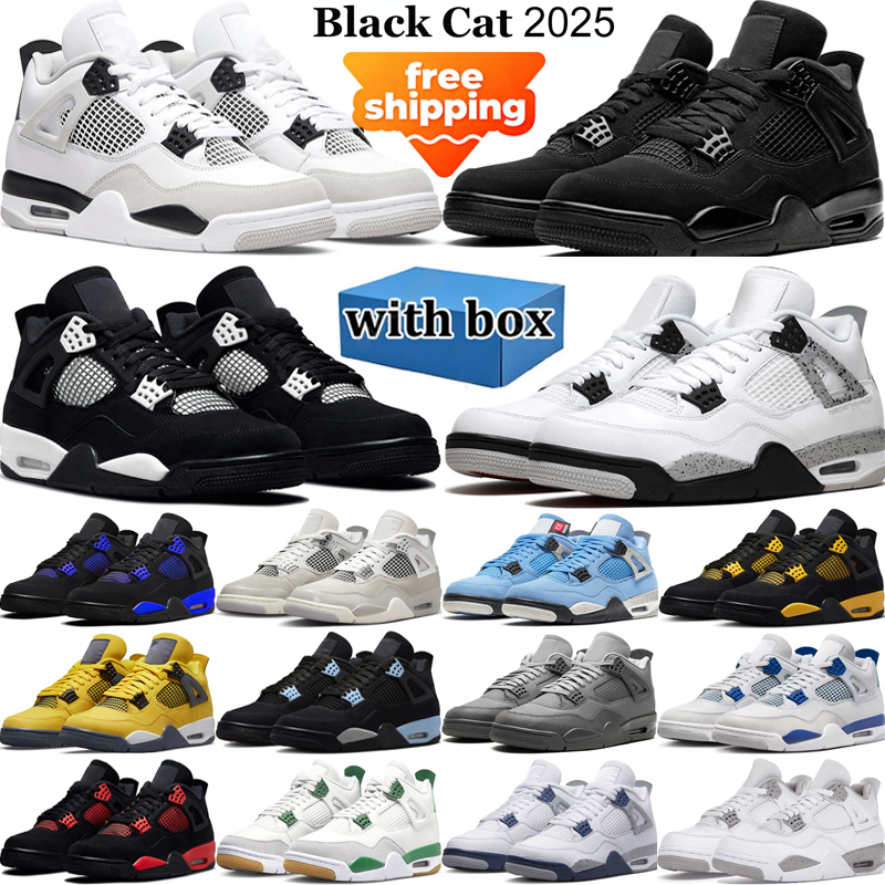 2025 designer basketball 4s shoes mens jordanshoe 4 sneakers woman trainers Military Black Cat Pure Money Bred sport Low Tops platform shoe with box